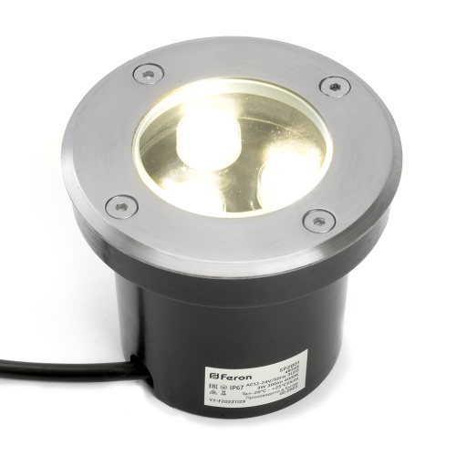 Светодиодный светильник тротуарный (грунтовый) Feron SP2801, 3W, AC/DC12-24V, низковольтный, 4000К, черный,100*H80mm, вн.диаметр: 70mm, IP67 фото 6