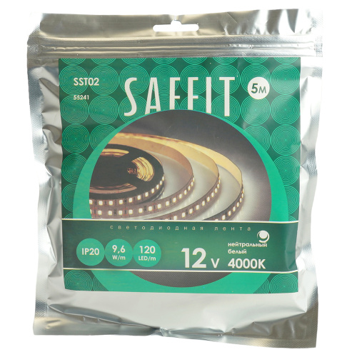 Лента светодиодная SST02 SAFFIT 120SMD(2835)/м 9.6Вт/м 12V 5000*8*1.22мм 4000К, IP20 фото 6