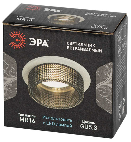 Светильник встраиваемый декоративный ЭРА DK109 WH/GR под лампу MR16 GU5.3 белый/серый Б0058414 фото 3