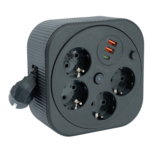 HM16-4-03-USB Удлинитель 4-местный с/з, 3x1,5мм2, 3м, 230В, 16А, 2USB+1С, 2,4А, черный HM16-4-03-USB Удлинитель 4-местный с/з, 3x1,5мм2, 3м, 230В, 16А, 2USB+1С, 2,4А, черный