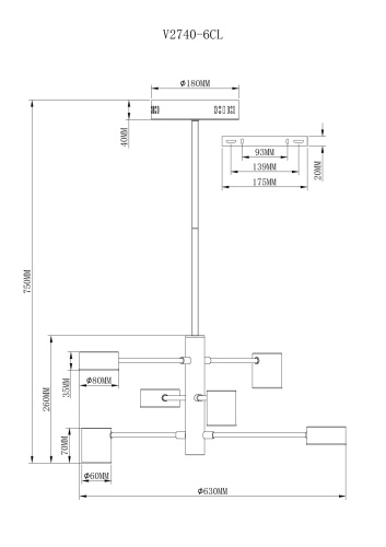Люстра на штанге Moderli V2740-6CL Lewes фото 2