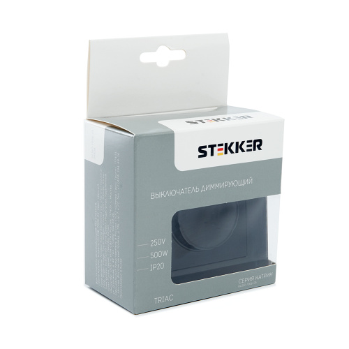 Выключатель диммирующий, STEKKER, GLS10-7006-05, 250В, 500W, серия Катрин, черный фото 4 Выключатель диммирующий, STEKKER, GLS10-7006-05, 250В, 500W, серия Катрин, черный фото 4