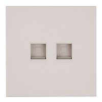 Розетка компьютерная 2-местная RJ-45 (механизм), STEKKER,  серия Мия, RST00-3111-08, пудровый жемчуг