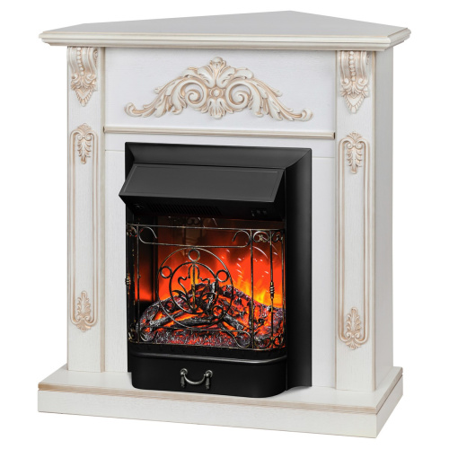 Каминокомплект ANITA CORNER/АНИТА УГЛ. Белый дуб с золотой патиной с очагом Электроочаг MAJESTIC LUX/МАДЖЕСТИК фото 2