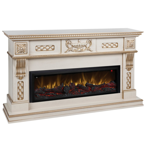 Каминокомплект CORSICA/МАЛАГА Бежевый дуб с золотой патиной с очагом Электроочаг BEVERLY-S MULTY/БЕВЕРЛИ МУЛЬТИКОЛОР фото 2