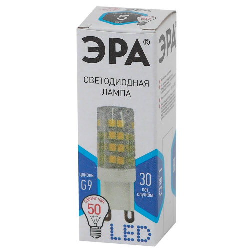 Лампа светодиодная ЭРА G9 5W 4000K прозрачная LED JCD-5W-CER-840-G9 Б0027864 фото 3