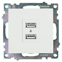 Розетка USB 2-местная (механизм), STEKKER GLS10-7115-01, 250B, 2,1А, серия Катрин, белый