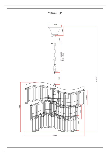 Люстра подвесная Moderli V10768-8P Wave фото 3 Люстра подвесная Moderli V10768-8P Wave фото 3