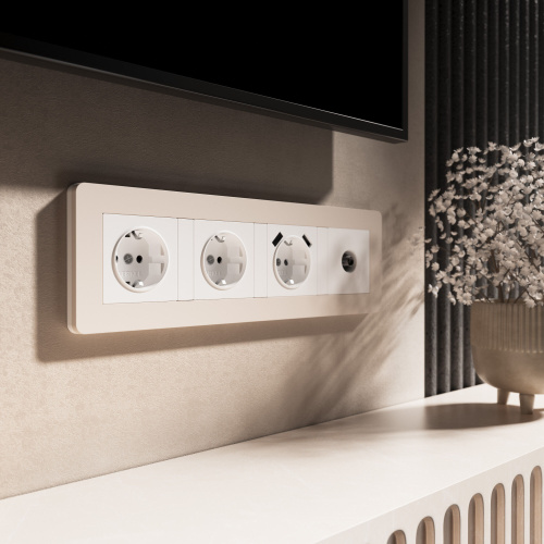 Рамка из поликарбоната на 4 поста Split айвори/белый, soft-touch W0043066 фото 3 Рамка из поликарбоната на 4 поста Split айвори/белый, soft-touch W0043066 фото 3