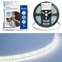 Светодиодная LED лента Feron LS512, 180SMD(2835)/м 16Вт/м 24V 5000*10*2.3мм 6000К IP65