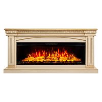 Каминокомплект CALLISTO/ПРАГА Бежевый дуб с золотой патиной с очагом Электроочаг JOKER/ДЖАСПЕР 52