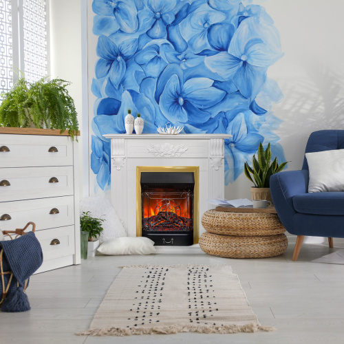 Электрокамин RealFlame Ottawa WT белое золото с очагом Majestic Lux Brass фото 4