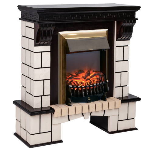 Электрокамин RealFlame Stone AO античный дуб с очагом Fobos Lux Brass фото 3 Электрокамин RealFlame Stone AO античный дуб с очагом Fobos Lux Brass фото 3