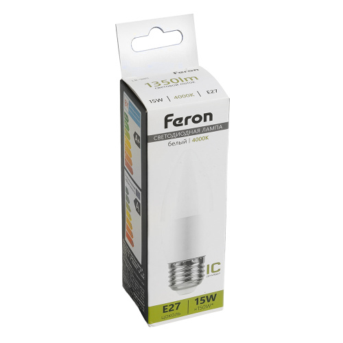 Лампа светодиодная Feron LB-980 Свеча E27 15W 175-265V 4000K фото 3