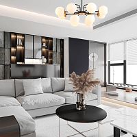 8375/12C MODERNI LN26 172 черный/латунь/белый, металл/стекло Люстра потолочная E27 12*60W 220V ELRONA