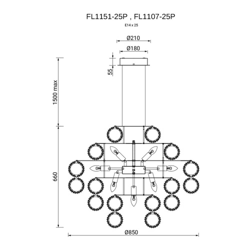 Люстра подвесная Brilliance Chrome FL1107-25P фото 2