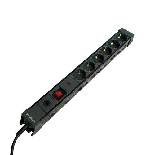 Сетевой фильтр 6-местный с/з STEKKER 3x1мм2, 3 м, 250В, 16А, серия Techno, HM22-61-03, черный фото 3