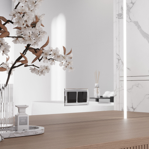 Выключатель двухклавишный проходной (черный акрил) W1122048 фото 3