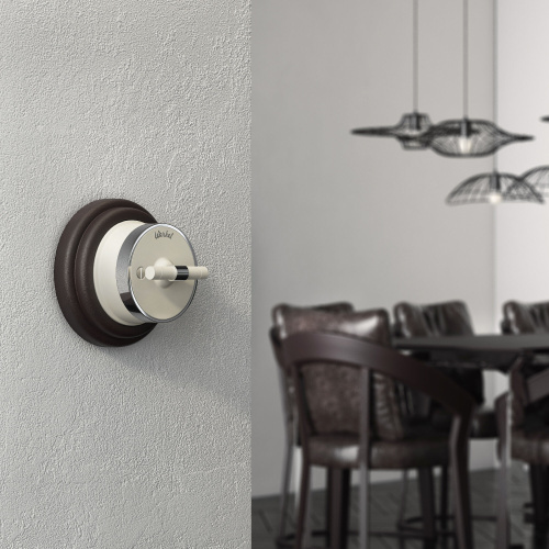 Выключатель на 4 положения двухклавишный Vintage слоновая кость матовый/хром W5822055 фото 3 Выключатель на 4 положения двухклавишный Vintage слоновая кость матовый/хром W5822055 фото 3