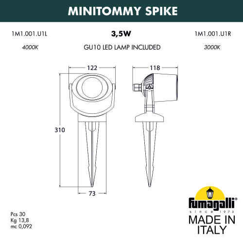 Ландшафтный светильник FUMAGALLI MINITOMMY SPIKE  1M1.001.000.AXU1L фото 3