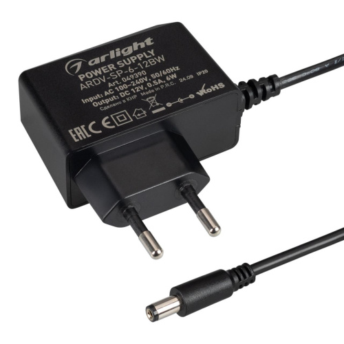 Блок питания ARDV-SP-6-12BW (12V, 0.5A, 6W) Arlight 049390 Блок питания ARDV-SP-6-12BW (12V, 0.5A, 6W) Arlight 049390