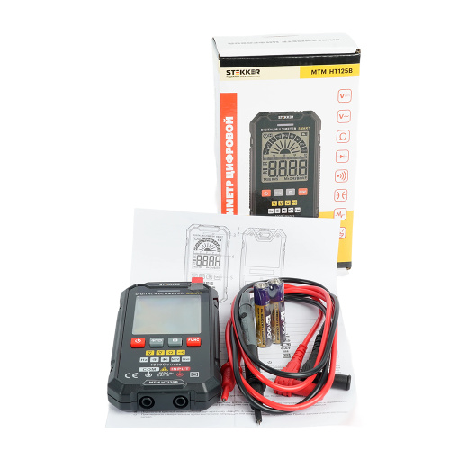 MTM HT125B Мультиметр цифровой, 4000 отсчетов, 2 батареи тип ААА 1,5В, автоматический, черный фото 12