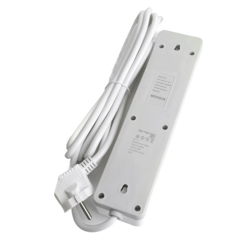 Сетевой фильтр 4-местный с/з STEKKER HM20-41-05 3x1мм2, 5 м, серия Optima, белый фото 7