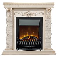 Каминокомплект PATRICIA/АДРИАНА Бежевый дуб с золотой патиной с очагом Электроочаг FOBOS ЛАЙТ/ФОБОС ЛАЙТ