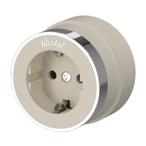 Розетка с заземлением Vintage слоновая кость матовый/хром W5871055 Розетка с заземлением Vintage слоновая кость матовый/хром W5871055