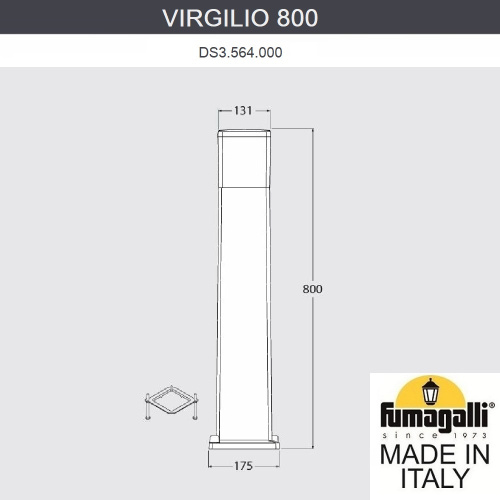Fumagalli Садовый светильник-столбик FUMAGALLI VIRGILIO 800 DS3.564.000.AYF1R фото 2 Fumagalli Садовый светильник-столбик FUMAGALLI VIRGILIO 800 DS3.564.000.AYF1R фото 2