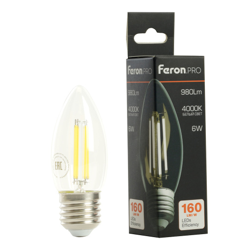 Лампа светодиодная Feron.PRO LB-1206 Свеча E27 1000LM 6W 175-265V 6400K фото 8