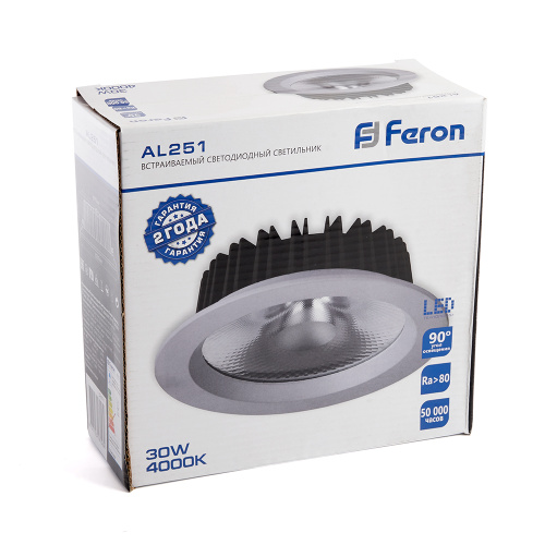 Светодиодный светильник Feron AL251 встраиваемый 30W 4000K белый серия MarketBright фото 7