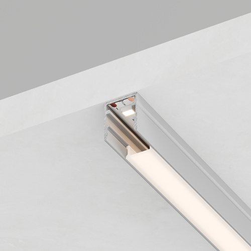 Профиль алюминиевый накладной, 10х10мм, серебро, CAB243 (в комплекте с матовым экраном, 2 заглушками, 4 крепежами) FERON