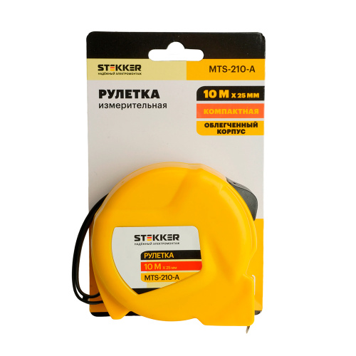 Рулетка, 10 м х 25 мм, II класс точности, пластик MTS-210-A фото 2