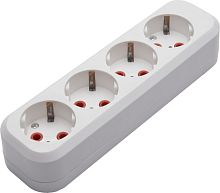 Розетка (колодка) переносная разборная 4-местная с/з STEKKER, PST16-410-20, 250В, 16A, IP20, белый