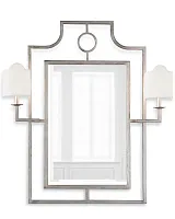 Серебряное настенное зеркало "Эван" с бра