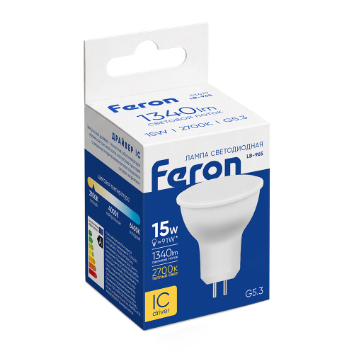 Лампа светодиодная Feron LB-965 MR16 G5.3 15W 175-265V 2700K фото 5 Лампа светодиодная Feron LB-965 MR16 G5.3 15W 175-265V 2700K фото 5
