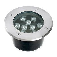 Светодиодный светильник тротуарный (грунтовый) Feron SP2803,10W, AC/DC12V, низковольтный, 4000К, металлик, D160*H90mm, вн.диаметр: 110mm, IP67