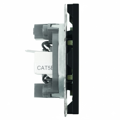 Розетка TV + компьютерная RJ-45 (механизм), STEKKER, RST00-5106-05, серия Эмили, черный уголь, soft touch фото 4