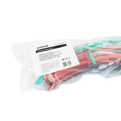 Термоусадочная трубка STEKKER HST-630-100M, длина 100 см., коэф. усадки 2:1, мультиколор фото 3