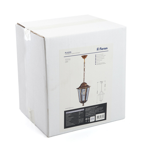 Светильник садово-парковый Feron 6205/PL6205  шестигранный на цепочке 100W E27 230V, черное золото фото 5