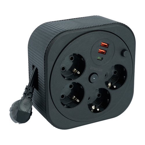 HM16-4-03-USB Удлинитель 4-местный с/з, 3x1,5мм2, 3м, 230В, 16А, 2USB+1С, 2,4А, черный фото 7 HM16-4-03-USB Удлинитель 4-местный с/з, 3x1,5мм2, 3м, 230В, 16А, 2USB+1С, 2,4А, черный фото 7
