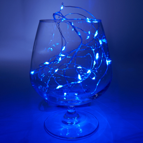 Светодиодная гирлянда Feron CL570 линейная Роса, синий, статичная, 2м + 0.5м, с питанием от батареек, прозрачный шнур фото 5