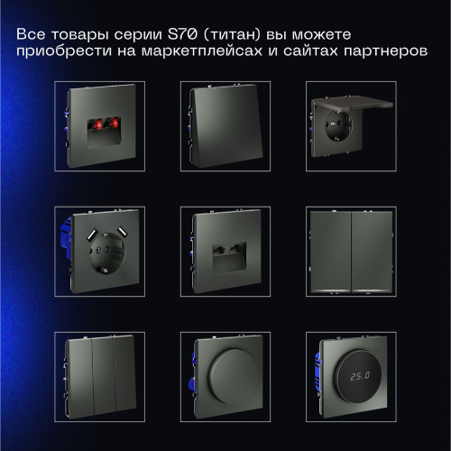 Выключатель встраиваемый Voltum S70 двухклавишный 10А, (титан) VLS020106 фото 6