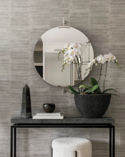 Серебряное настенное зеркало "Олеан"