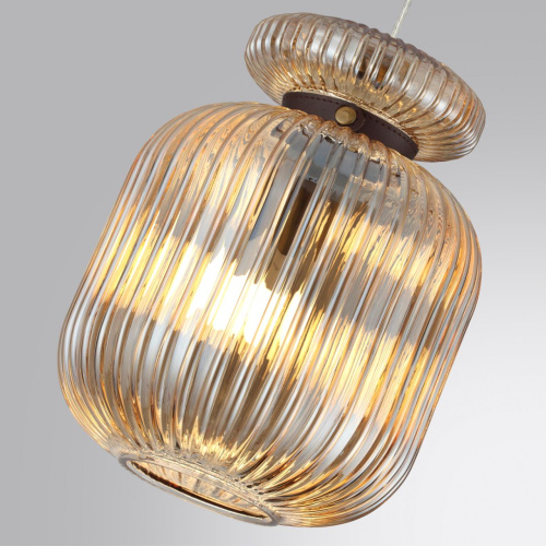 5042/1A PENDANT ODL24 373 античн.бронза/янтарный/металл/стекло/эко.кожа Подвес E27 1*60W JUGI фото 3