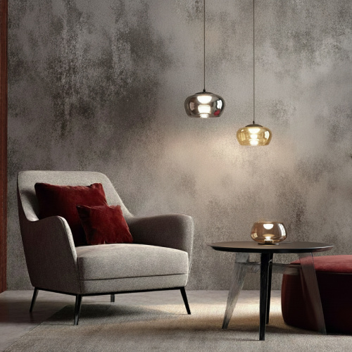 Настольная лампа FLOA, 12 Вт, 3000К, ?220 мм, металл, стекло, черный, янтарный фото 2