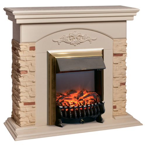 Электрокамин RealFlame Neapolis WT айвори с очагом Fobos Lux Brass фото 2 Электрокамин RealFlame Neapolis WT айвори с очагом Fobos Lux Brass фото 2