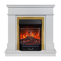 Электрокамин RealFlame Selena STD GR платиновый с очагом Majestic Lux Brass