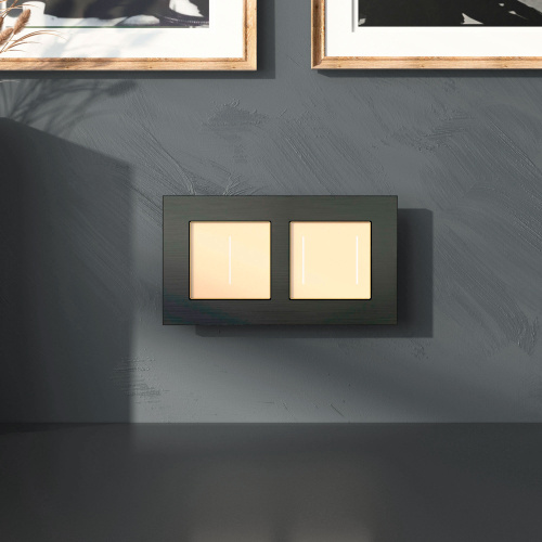 Рамка из металла на 2 поста АluMax черный алюминий W0023508 фото 4